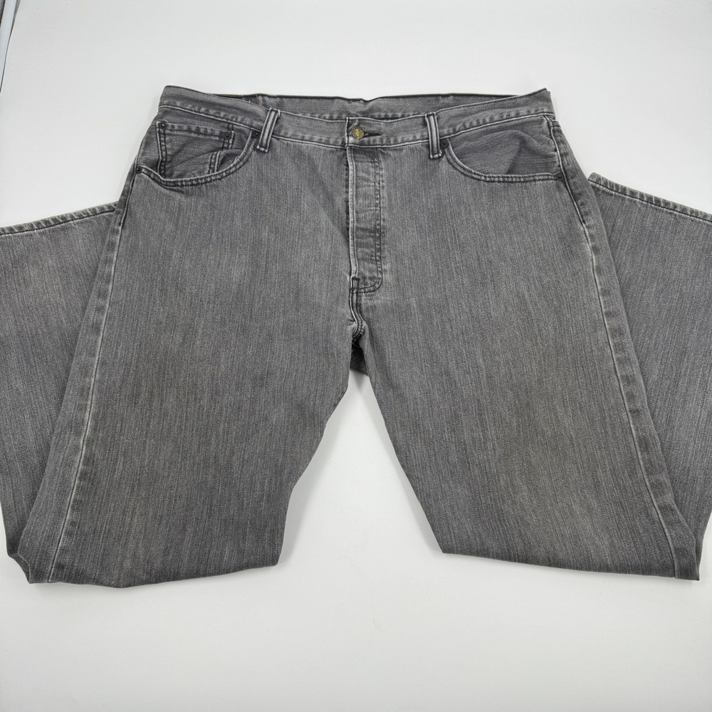 Levi's 501 Original Fit Jeans Mens 40x32 Grey Button Fly Denim Red Batwing
